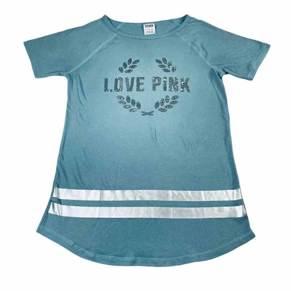 Victoria’s Secret Love Pink Sequin Tee Blue